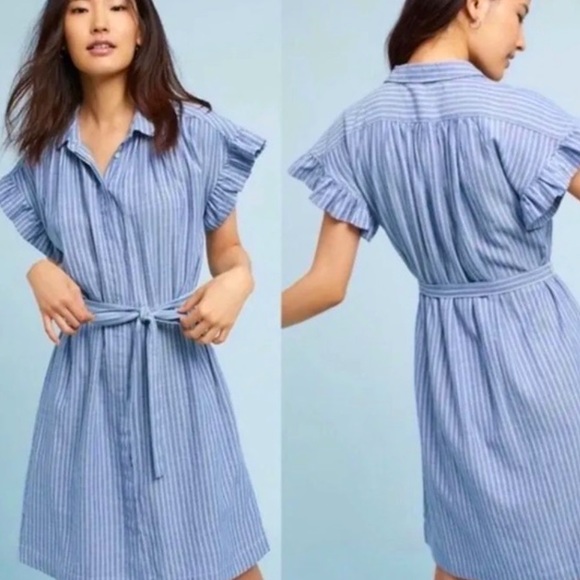 Dresses & Skirts - Isabella Sinclair Anthropologie Piper Blue Striped Shirt Dress